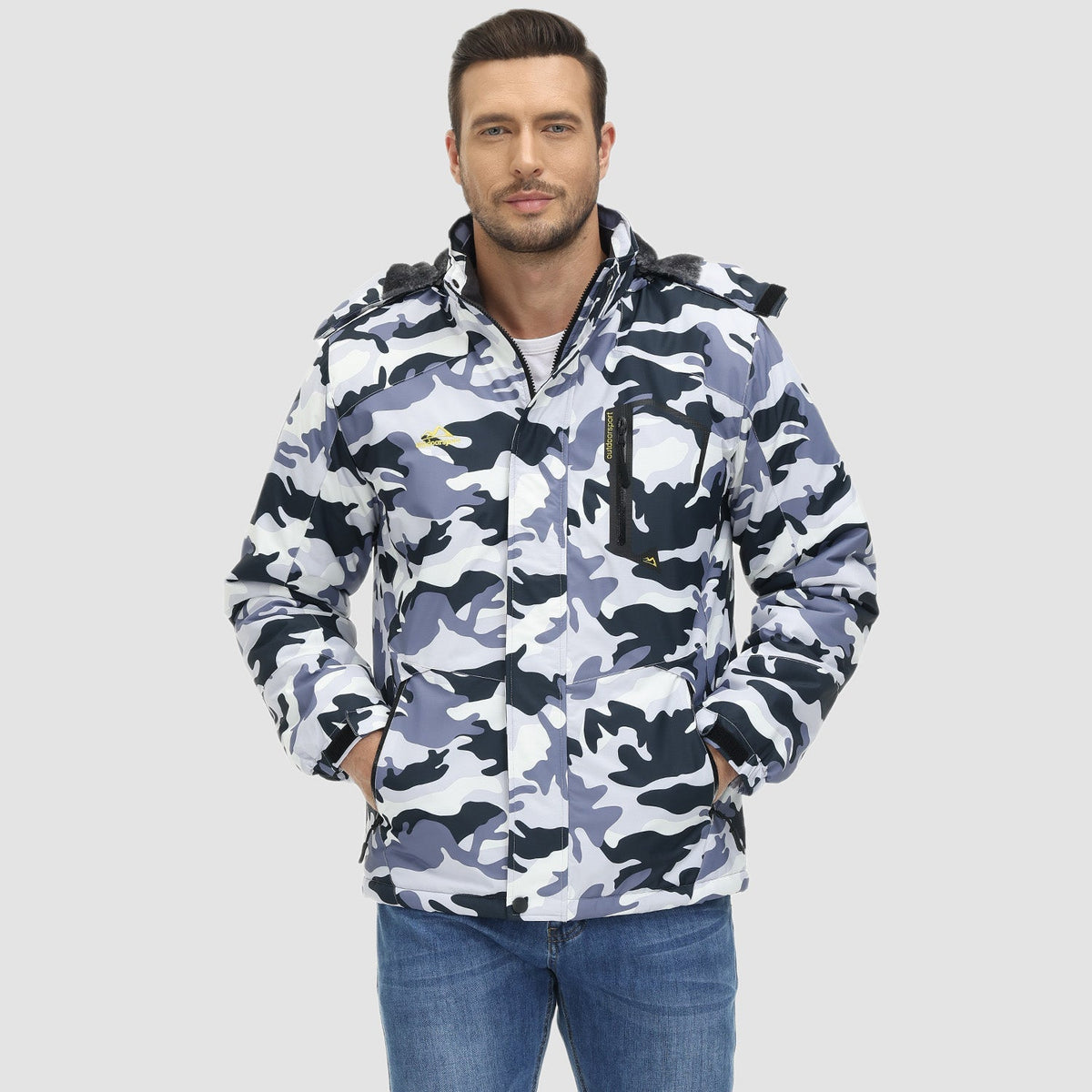 Men's Fleece-Lined Hooded Ski Jacket