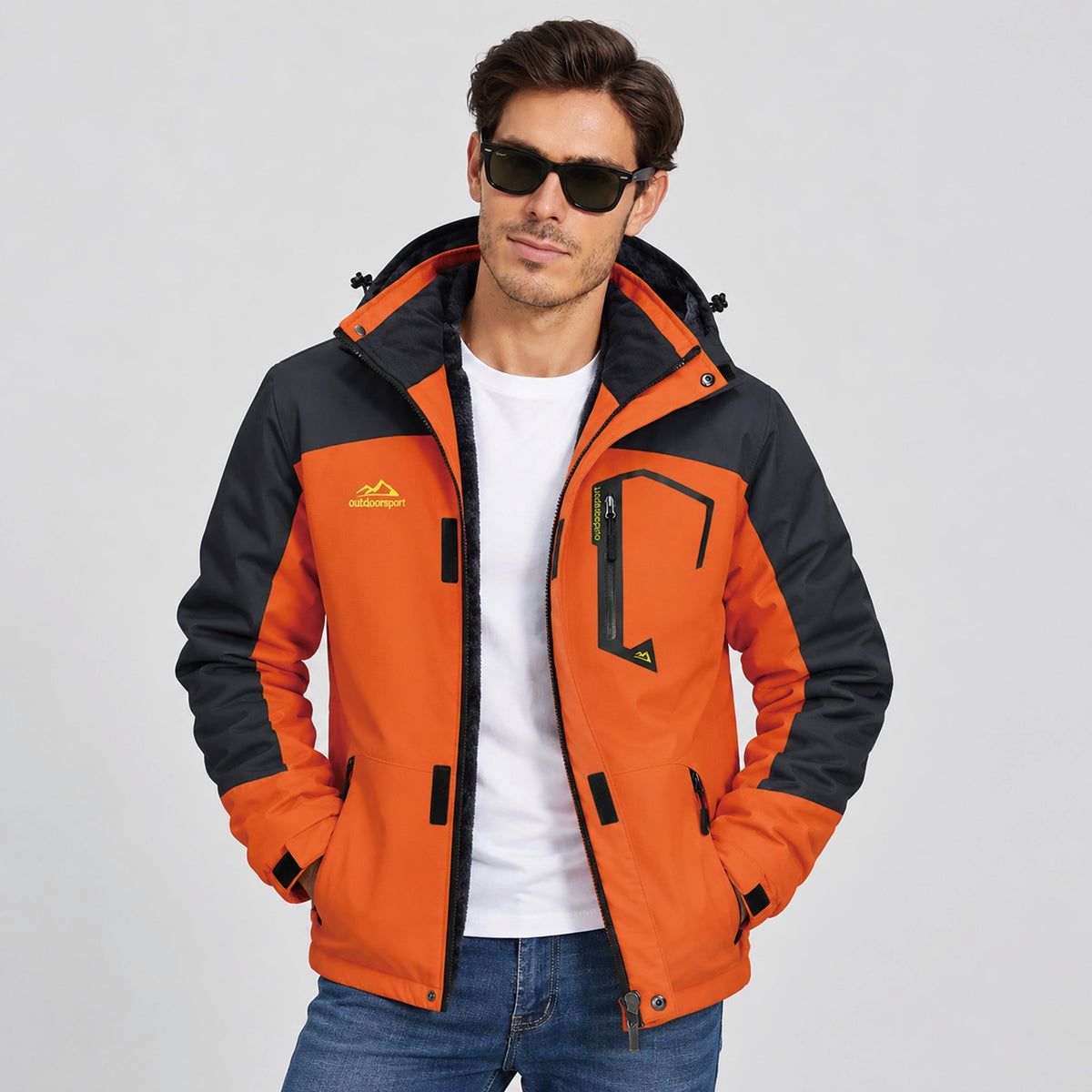 Men's Fleece-Lined Hooded Ski Jacket