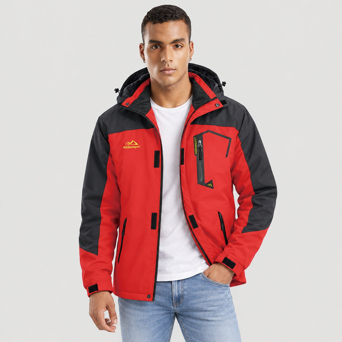 Men's Fleece-Lined Hooded Ski Jacket