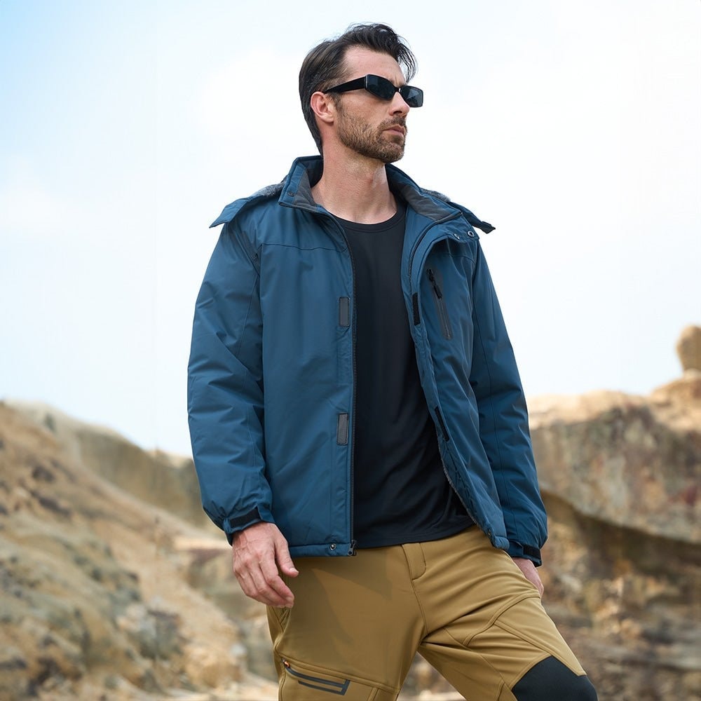 Veste d’hiver pour homme doublée en polaire avec capuche