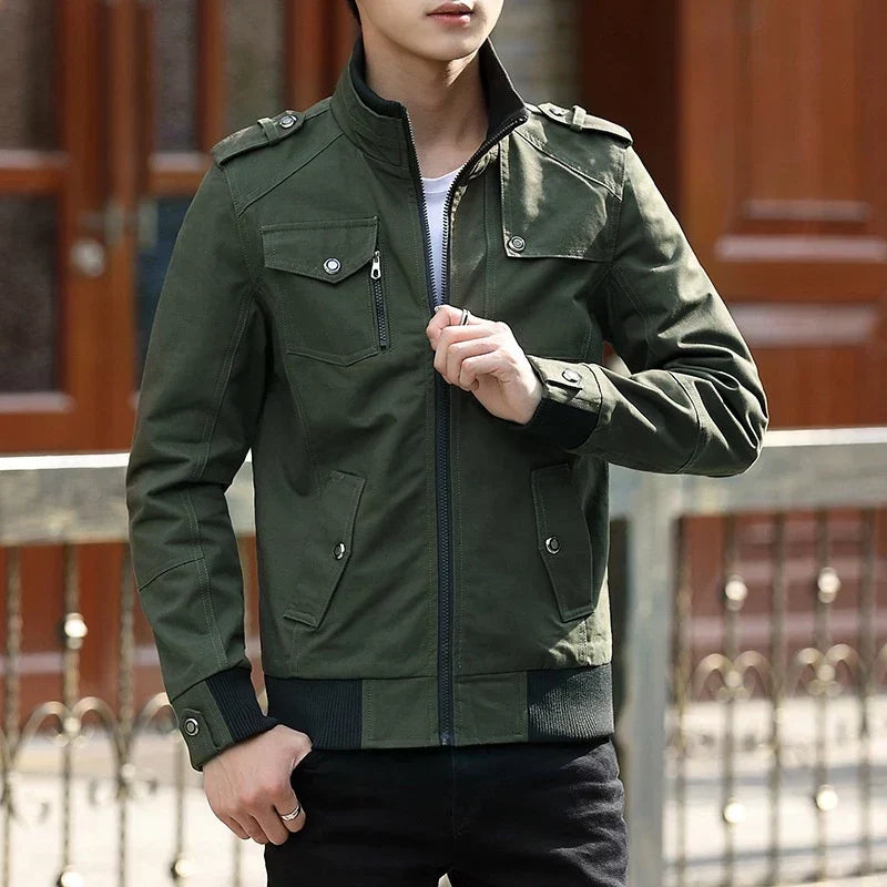 Blouson bomber utilitaire pour homme à col montant