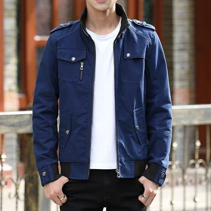 Blouson bomber utilitaire pour homme à col montant