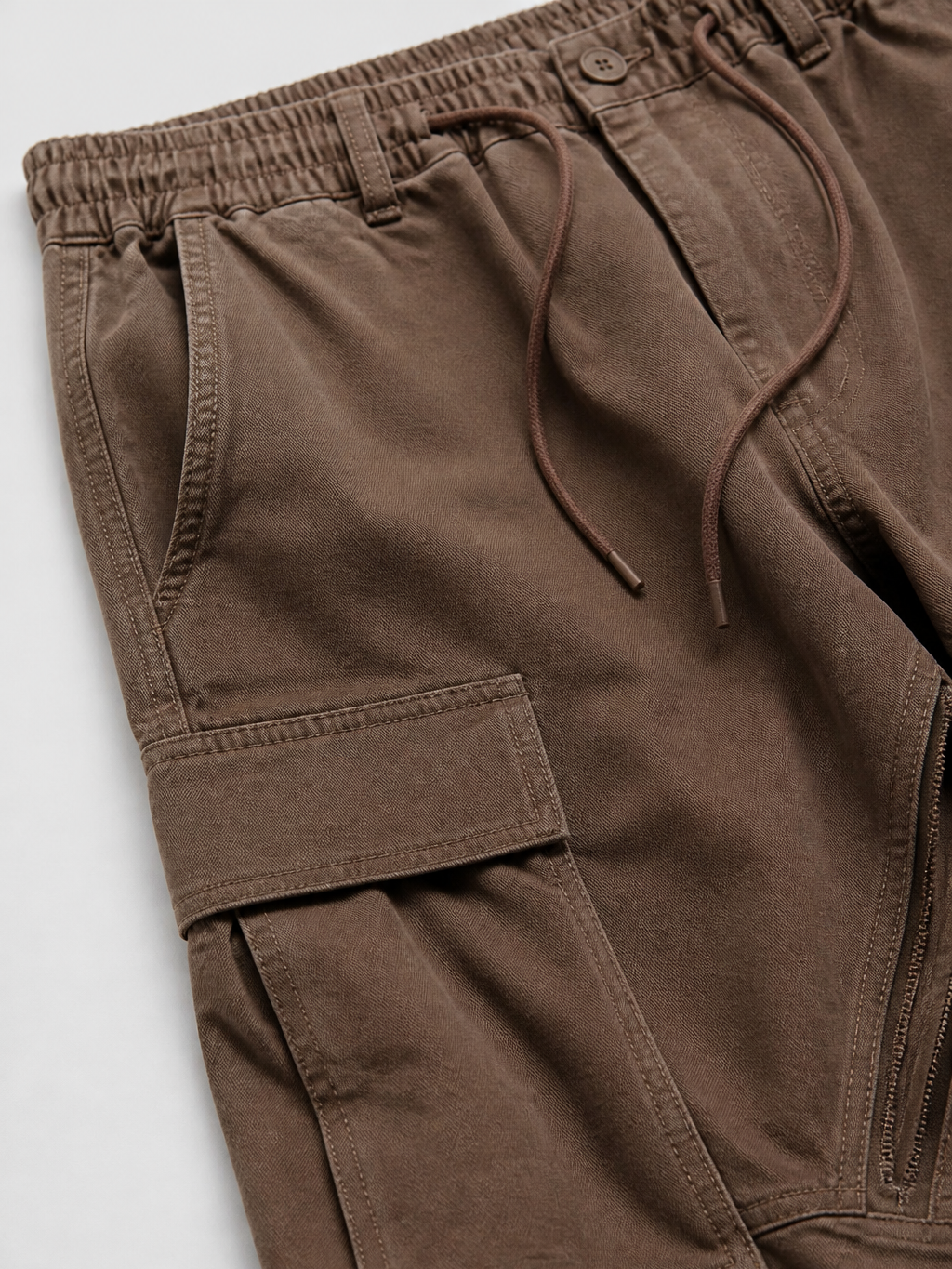 Men's Straight Fit Cargo Trousers | Drawstring Waist