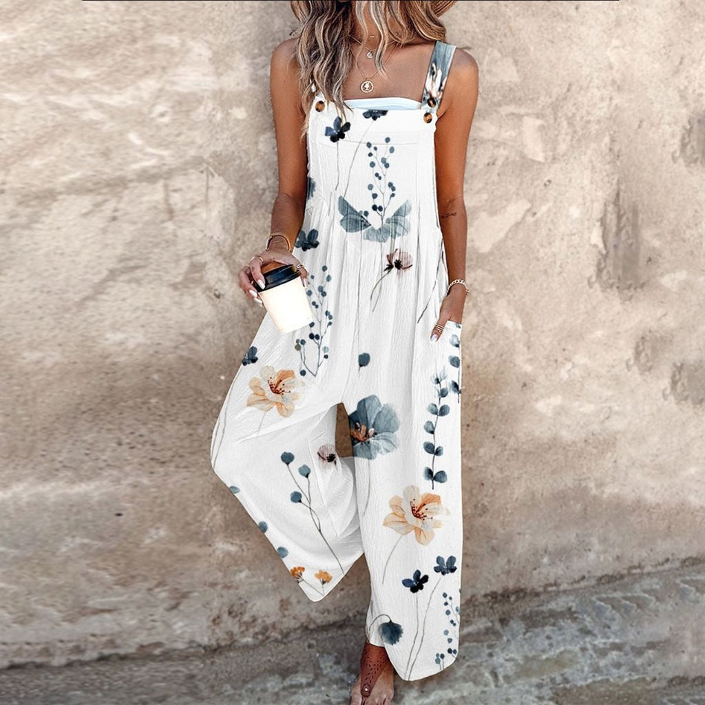 Women's Floral Print Wide Leg Jumpsuit