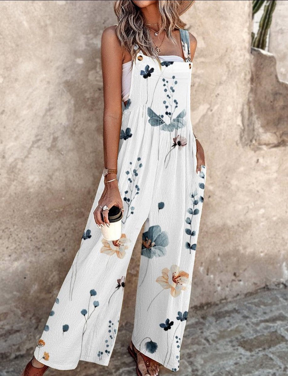 Women's Floral Print Wide Leg Jumpsuit