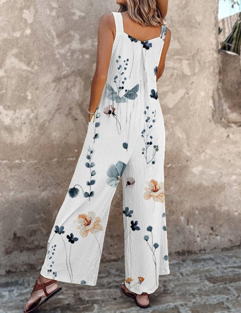 Women's Floral Print Wide Leg Jumpsuit