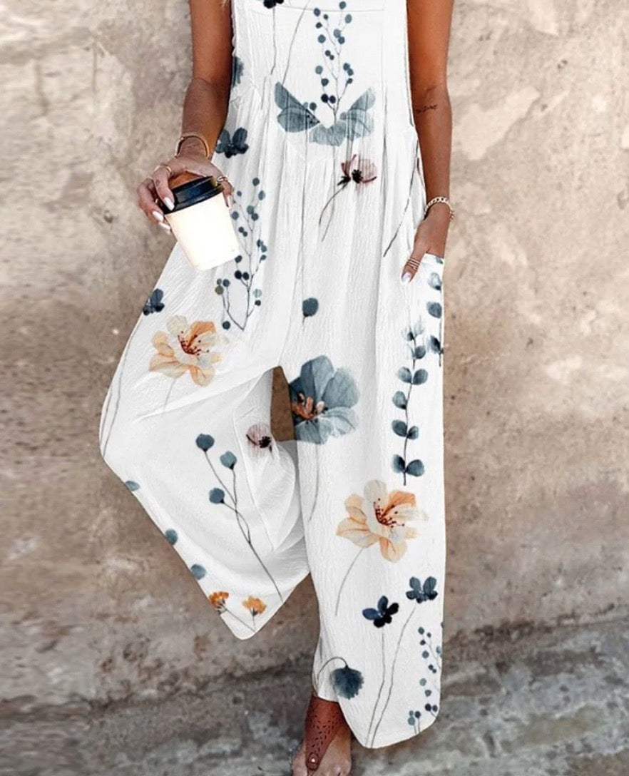 Women's Floral Print Wide Leg Jumpsuit