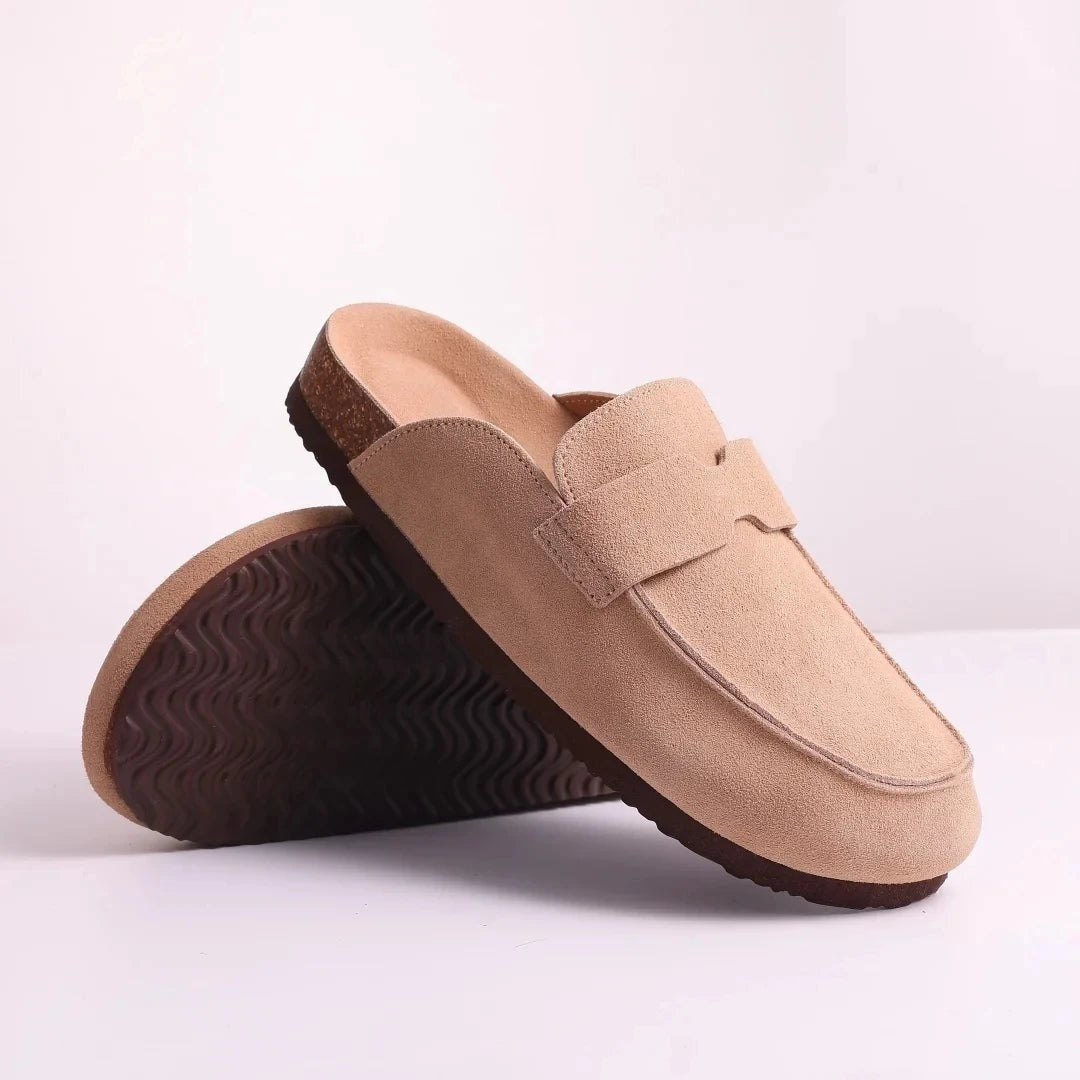 Women's Adjustable Suede Cork Footbed Slide Sandals