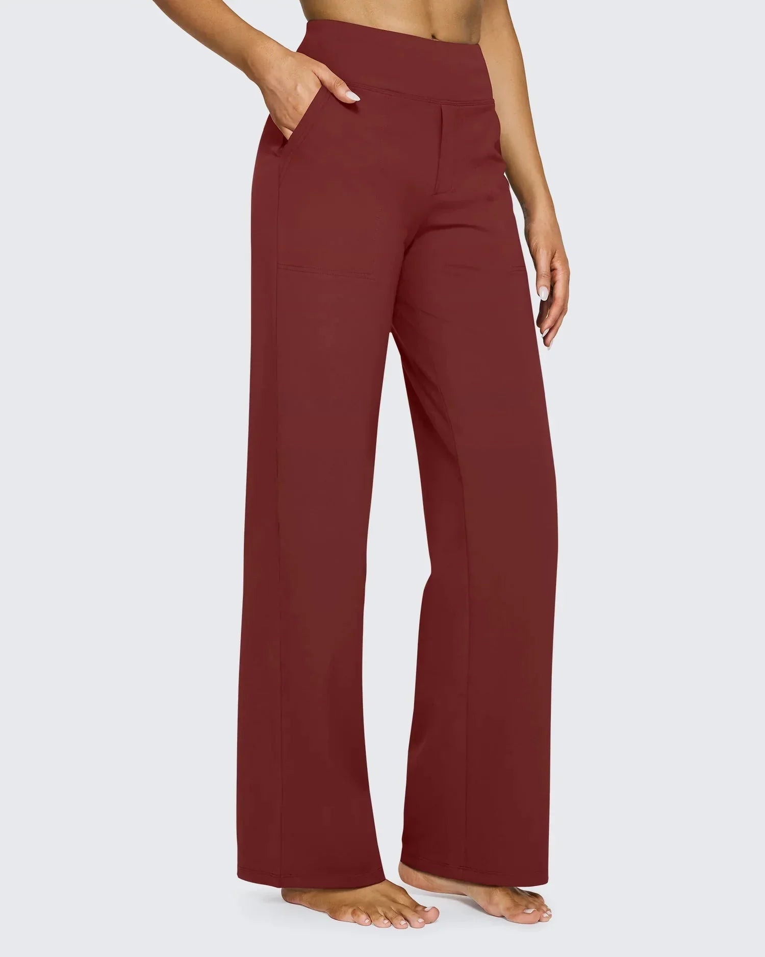 Pantalon large taille haute avec poches pour femme