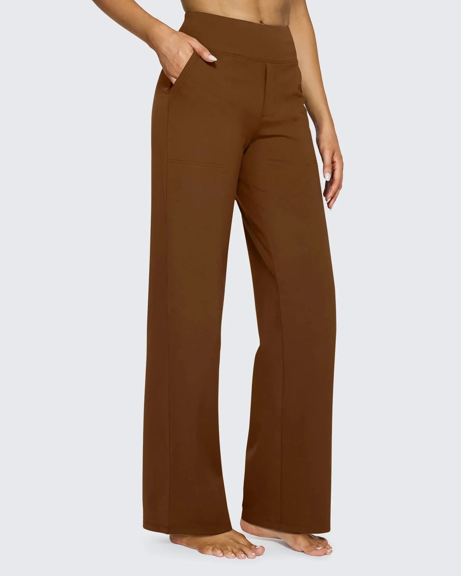 Pantalon large taille haute avec poches pour femme