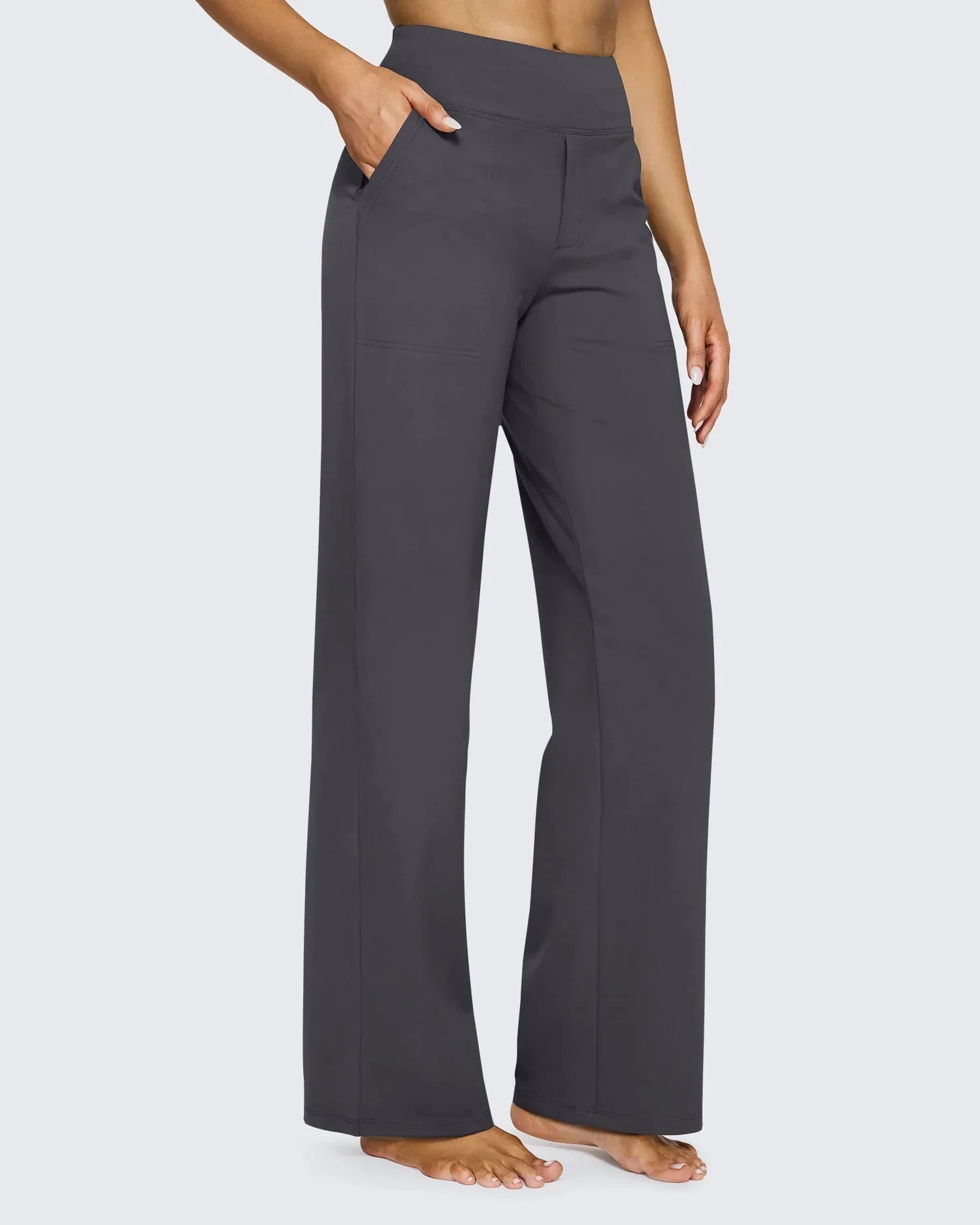Pantalon large taille haute avec poches pour femme