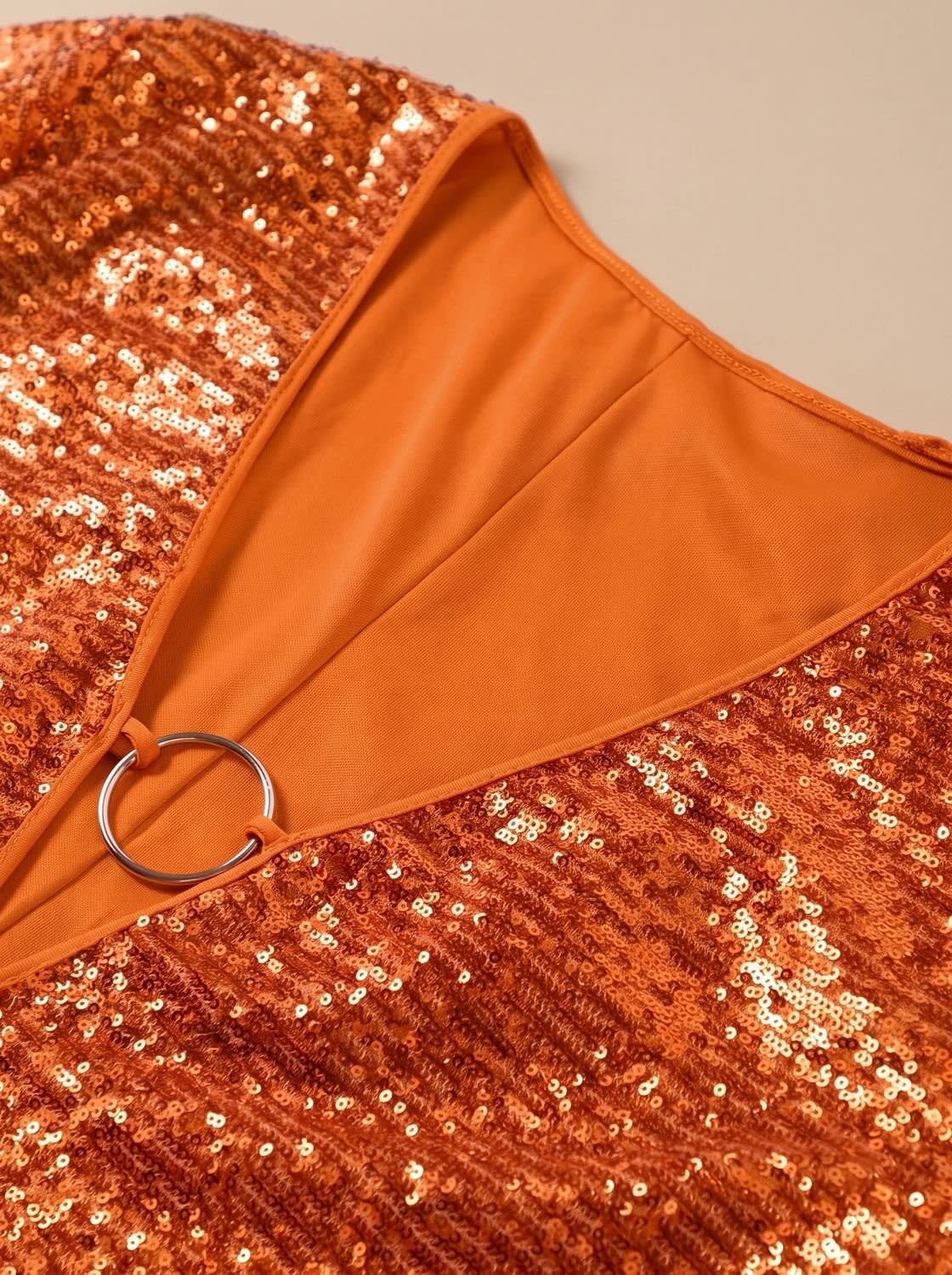 Women's Sequin Plunge Neck Mini Dress
