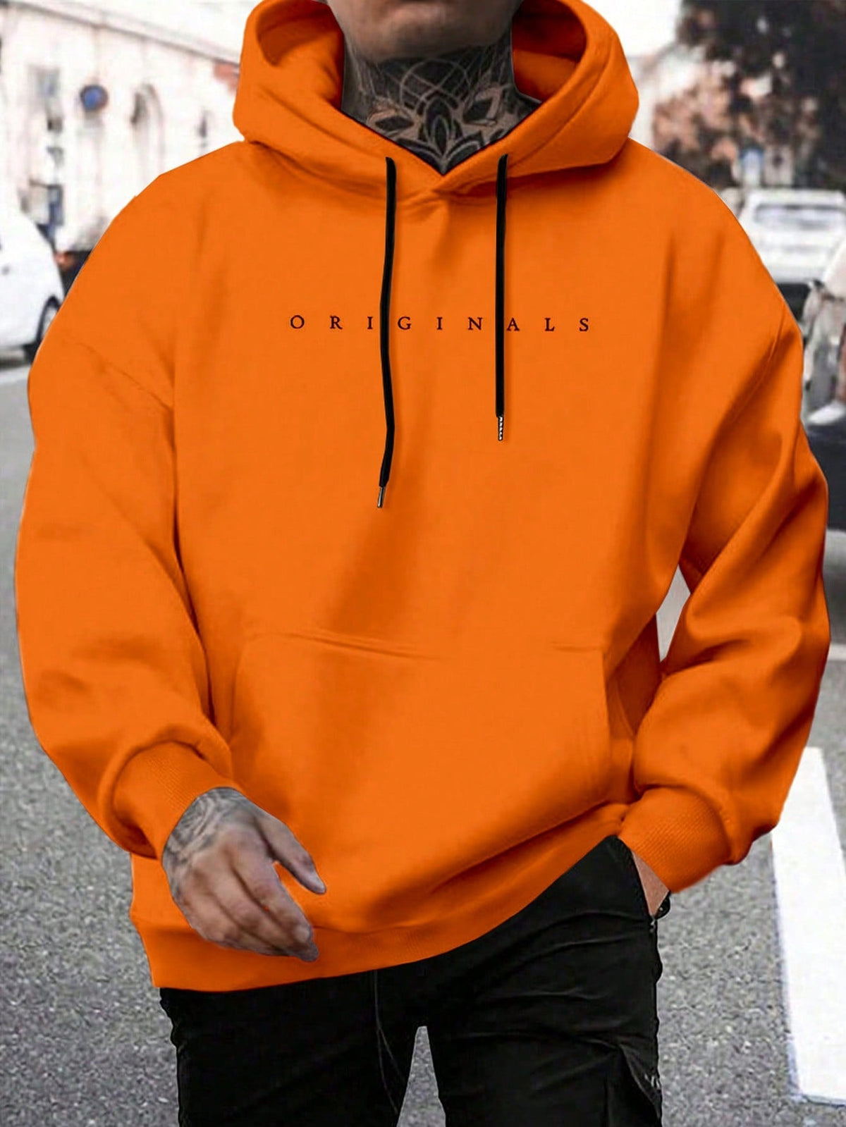 Sweat à capuche oversize pour homme avec inscription minimaliste en lettres