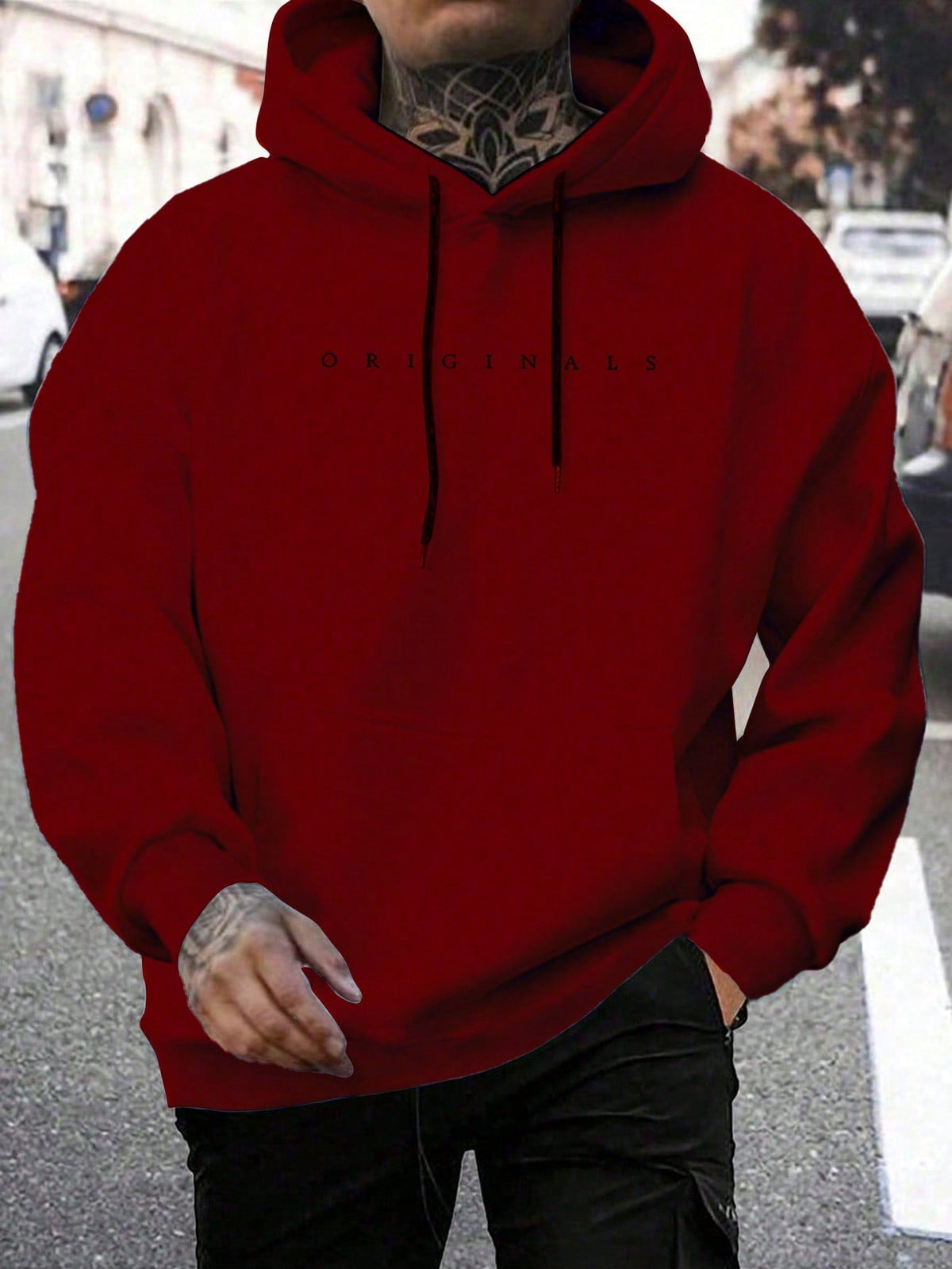 Sweat à capuche oversize pour homme avec inscription minimaliste en lettres