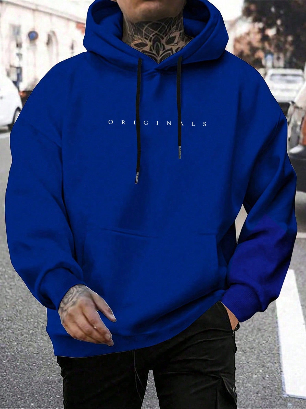 Sweat à capuche oversize pour homme avec inscription minimaliste en lettres