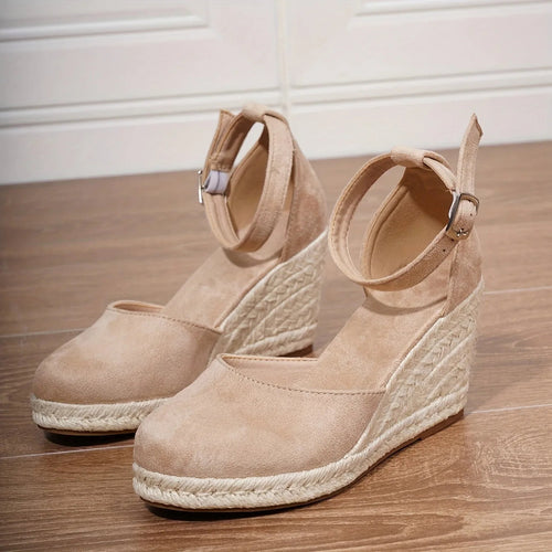 Sandales compensées espadrilles avec bride à la cheville