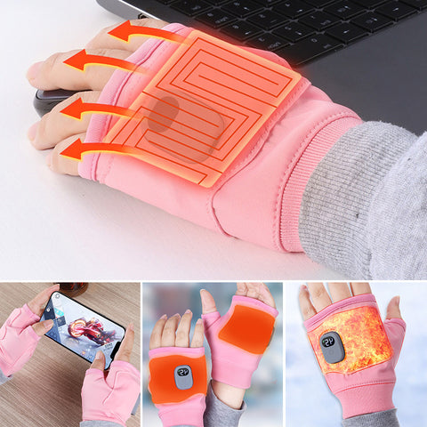 Women's USB Heated Fingerless Gloves | Rechargeable Winter Hand Warmers
