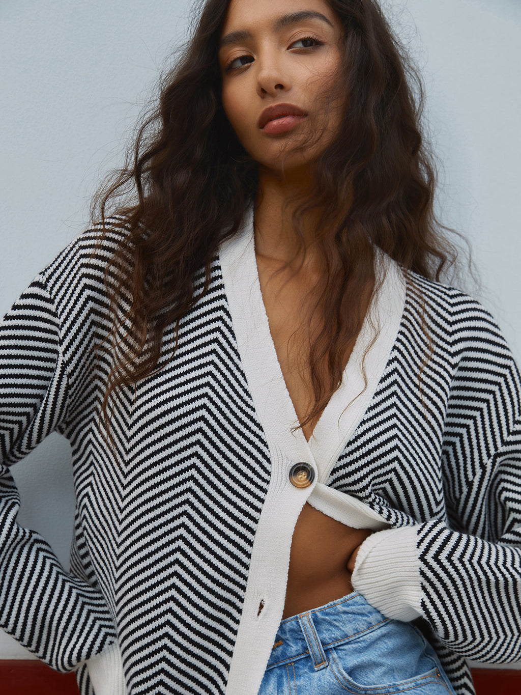 Women's Oversized Herringbone Cardigan