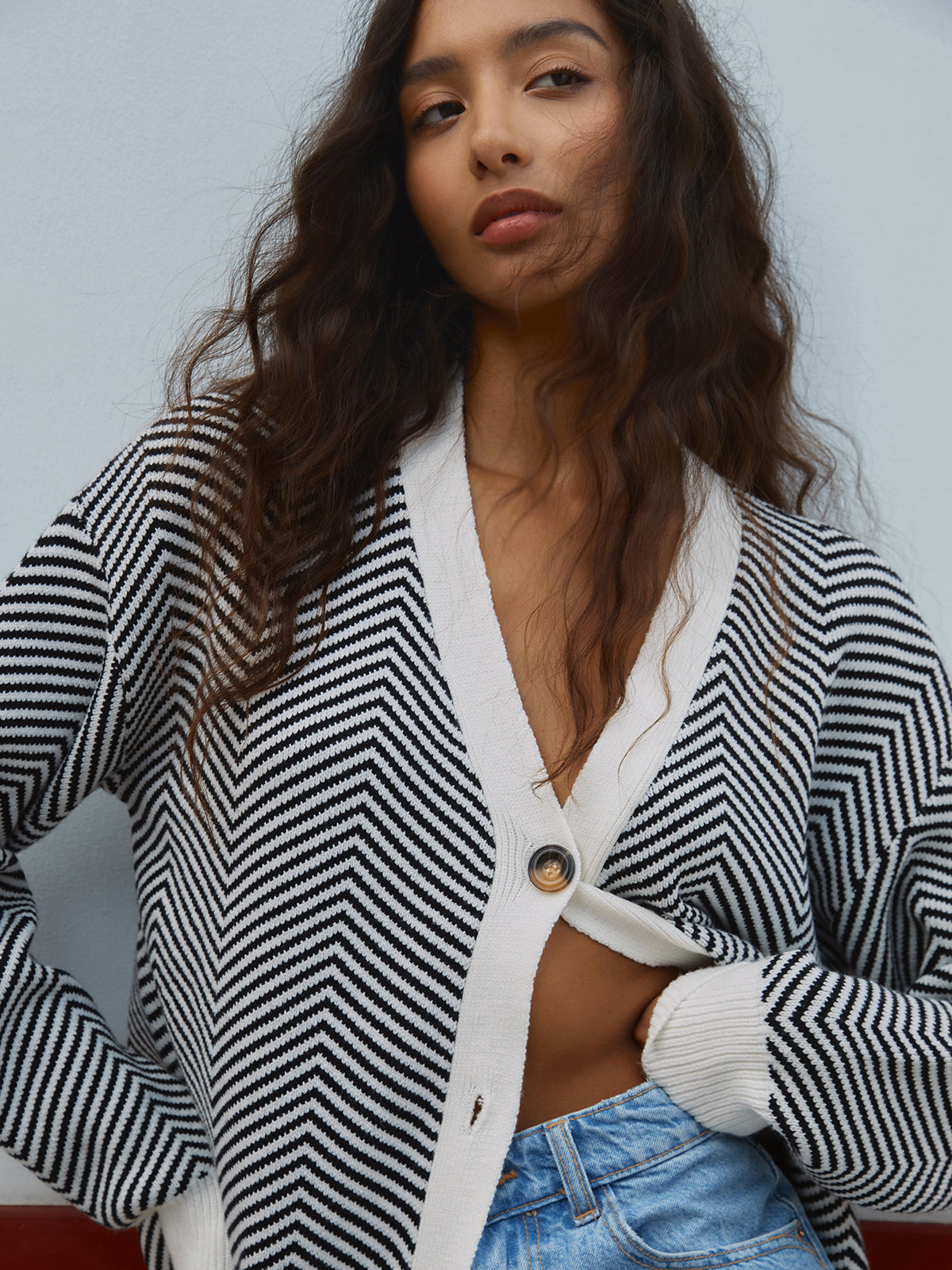 Women's Oversized Herringbone Cardigan