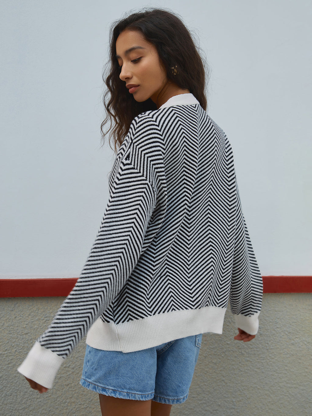 Women's Oversized Herringbone Cardigan