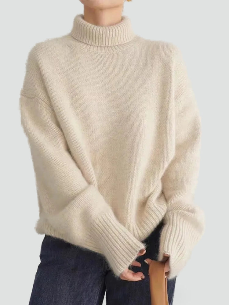 Women's Oversized Roll Neck Knitted Jumper