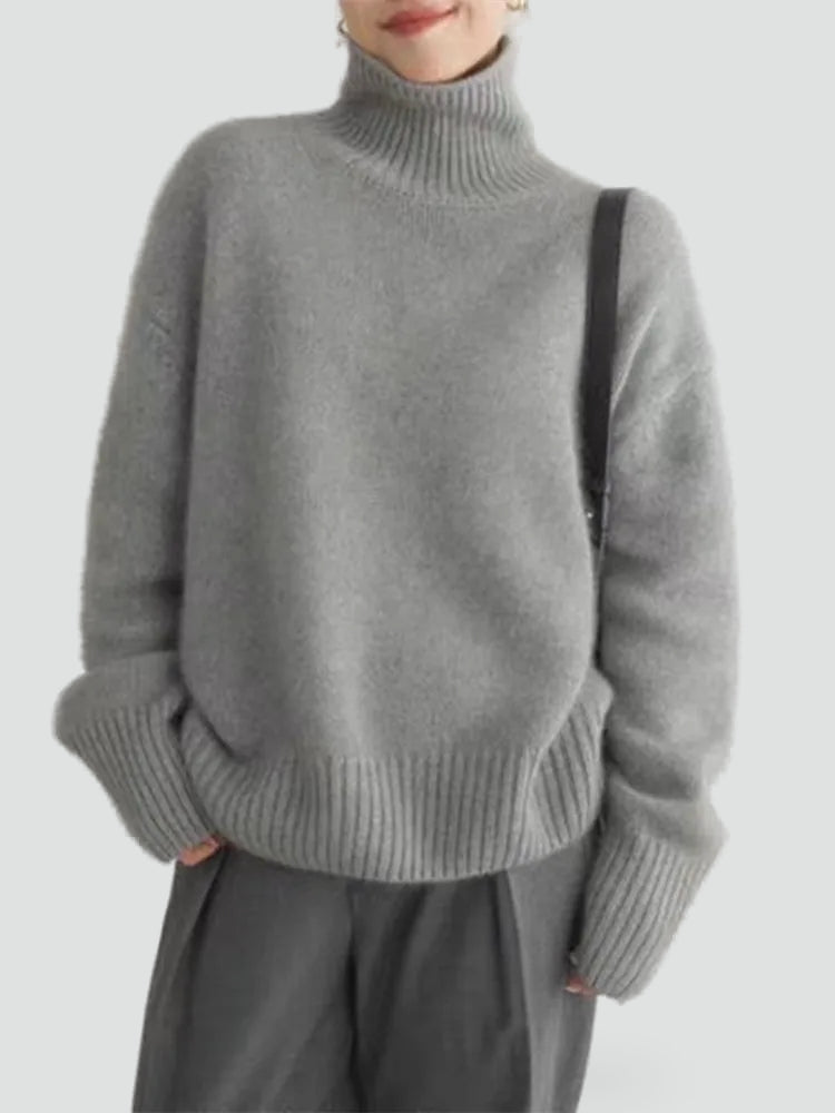 Women's Oversized Roll Neck Knitted Jumper