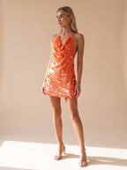 Women's Sequin Cowl Neck Mini Dress