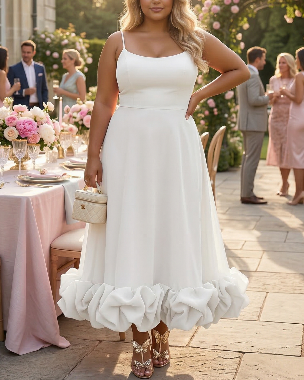Robe longue à ourlet volanté pour femme