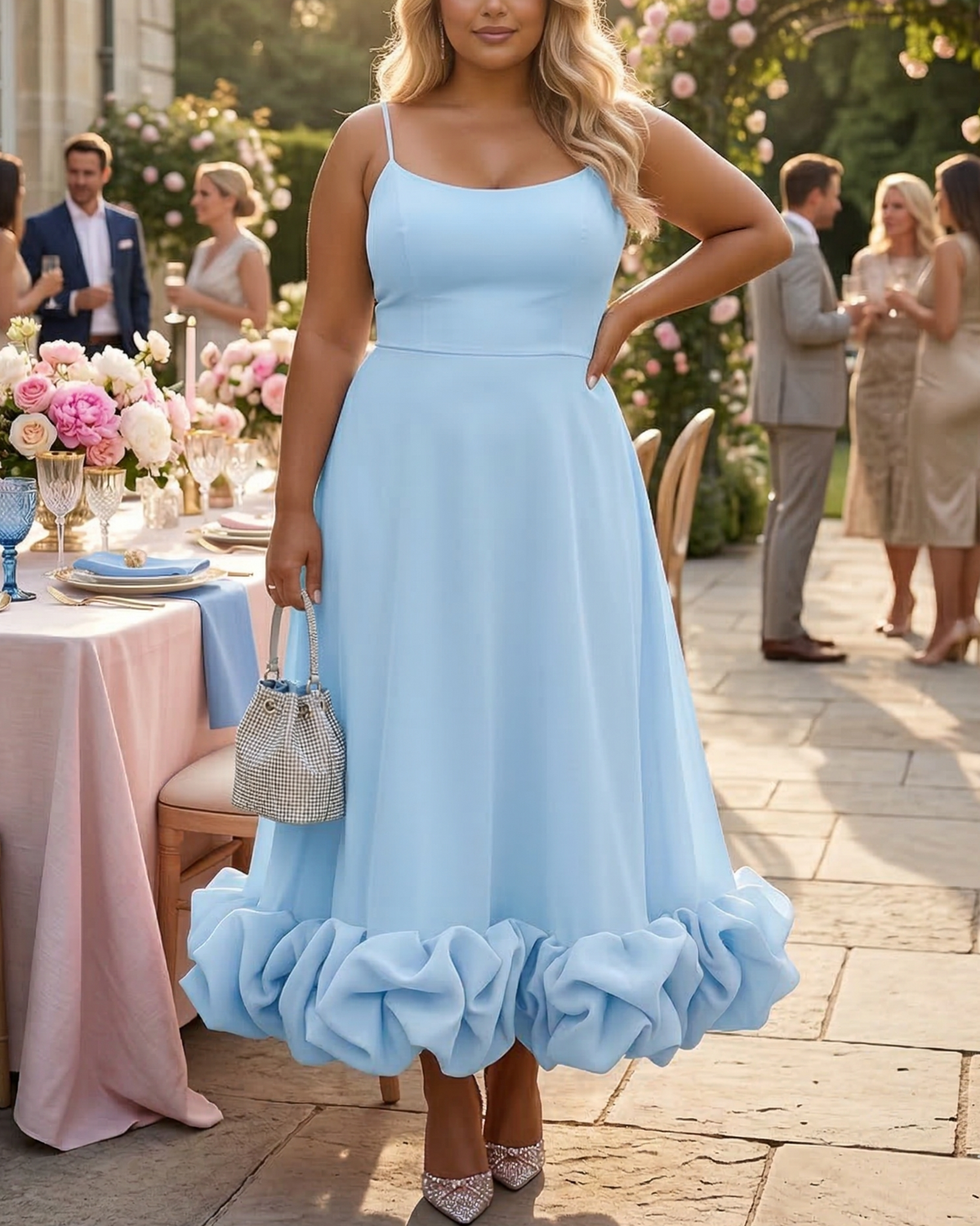 Robe longue à ourlet volanté pour femme