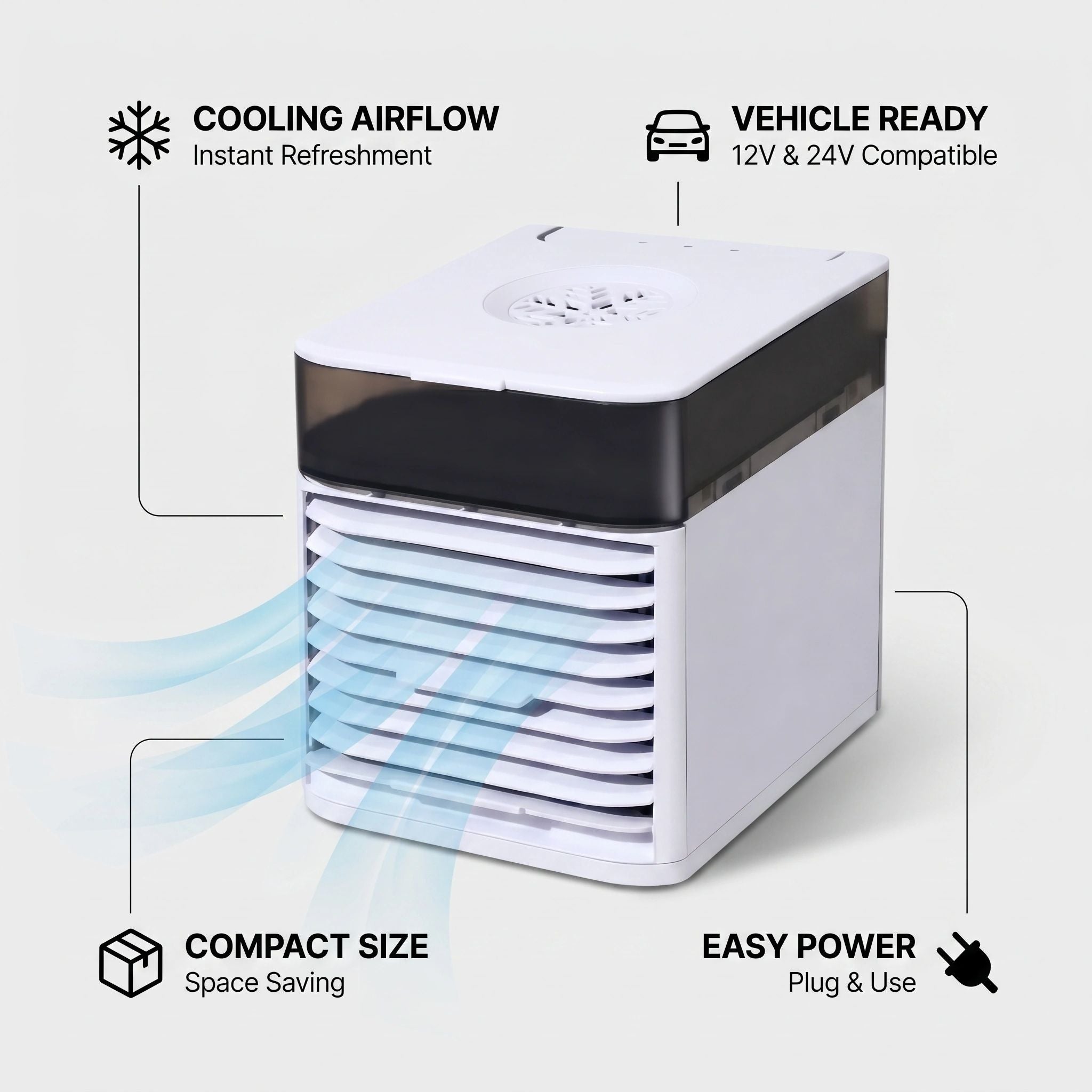 Portable Air Cooler with ABS Housing for Summer Home, Office & Car Use