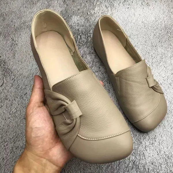 Women's Soft Leather Bow Loafers