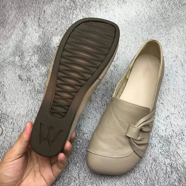 Women's Soft Leather Bow Loafers