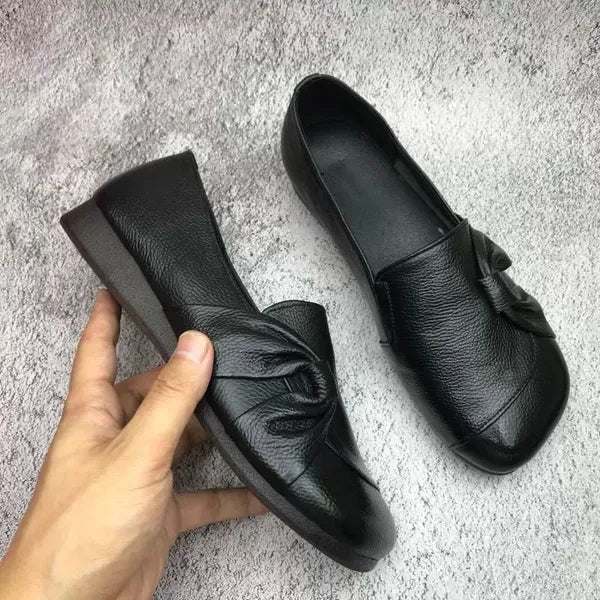 Women's Soft Leather Bow Loafers