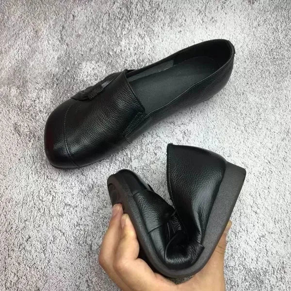Women's Soft Leather Bow Loafers