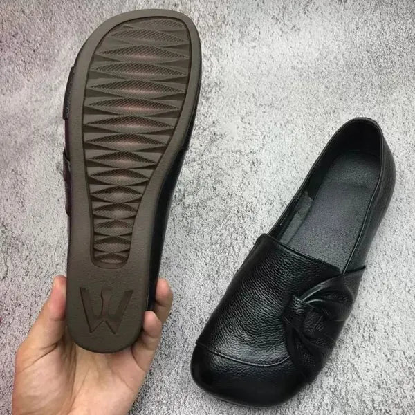 Women's Soft Leather Bow Loafers