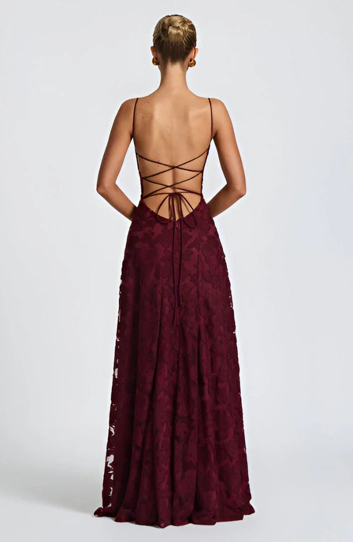 Women's Floral Lace Maxi Dress for Summer Occasions