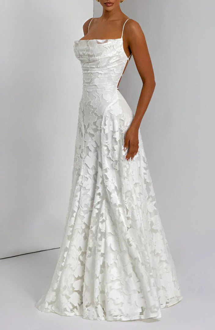 Women's Floral Lace Maxi Dress for Summer Occasions