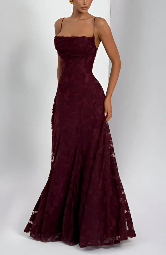 Women's Floral Lace Maxi Dress for Summer Occasions