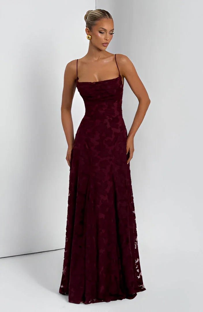 Women's Floral Lace Maxi Dress for Summer Occasions