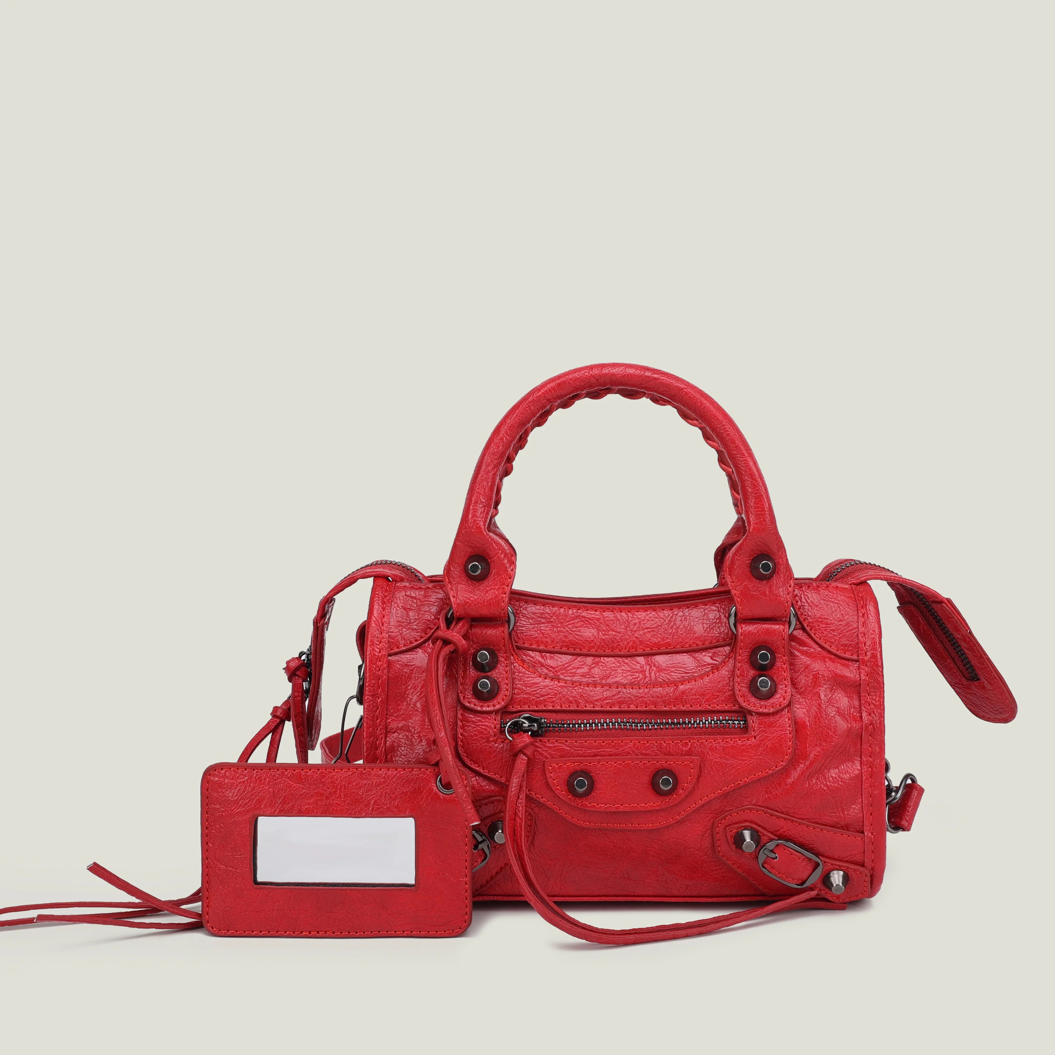 Women's PU Leather Duffel Bag with Crossbody Strap