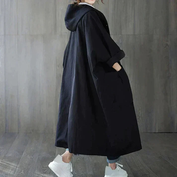 Manteau décontracté long à capuche pour femme