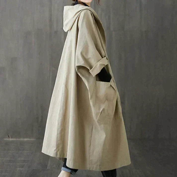 Manteau décontracté long à capuche pour femme
