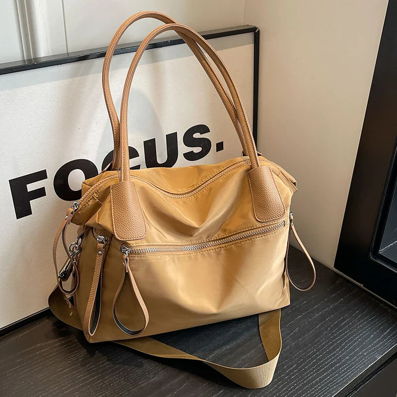 Women's Shoulder Bag in Nylon with Adjustable Strap for Autumn Everyday Use