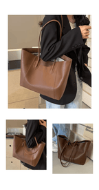 Leather Tote Bag with Contrast Stitching