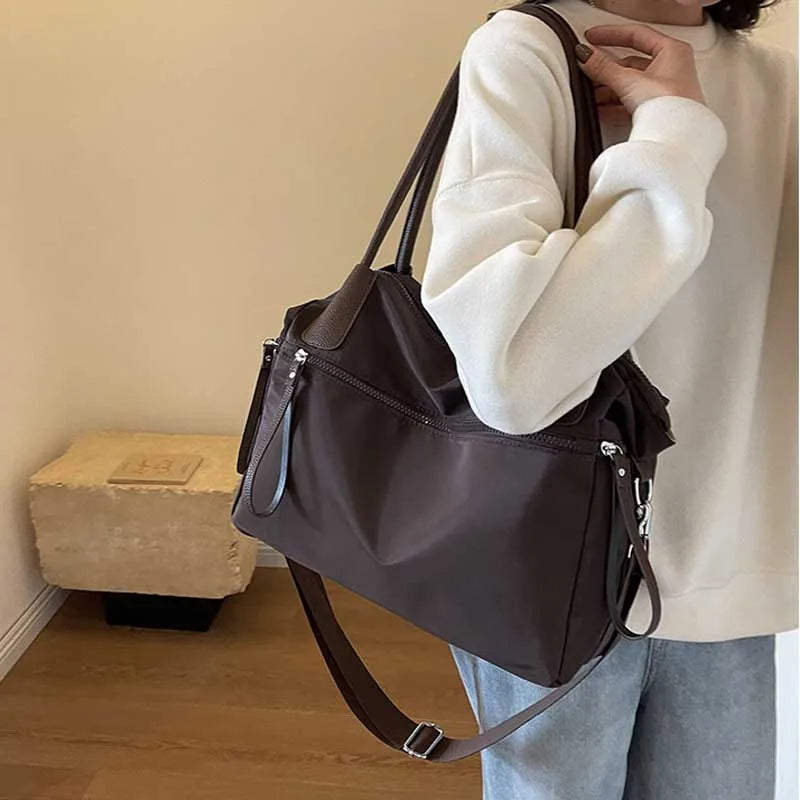 Women's Shoulder Bag in Nylon with Adjustable Strap for Autumn Everyday Use