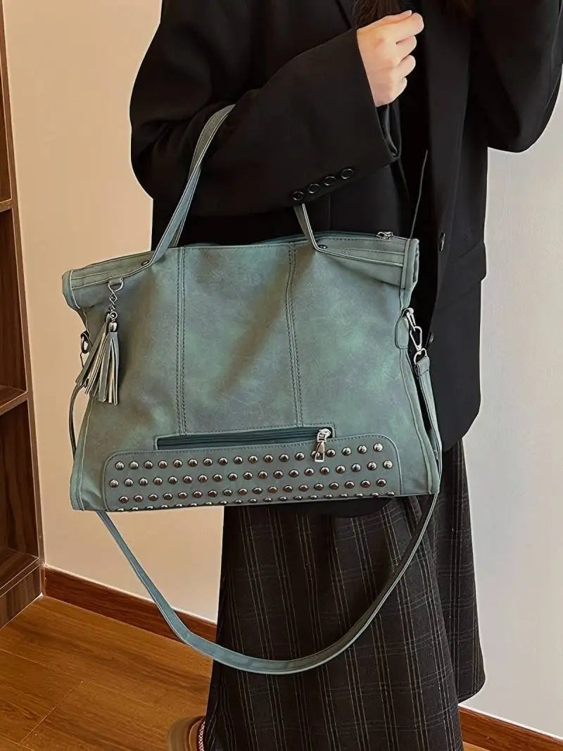 Women's Tote Bag in PU Leather with Crossbody Strap for Autumn Everyday Use