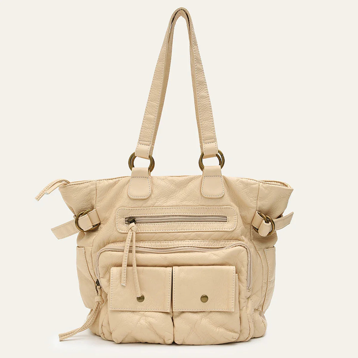 Women's Tote Bag in PU Leather with Multiple Pockets for Autumn Everyday Use