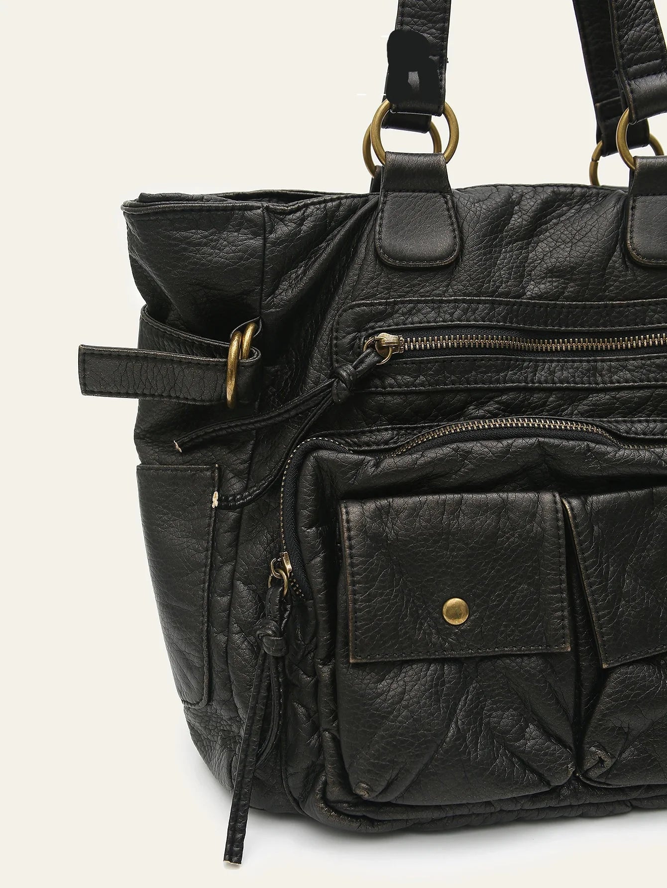 Women's Tote Bag in PU Leather with Multiple Pockets for Autumn Everyday Use