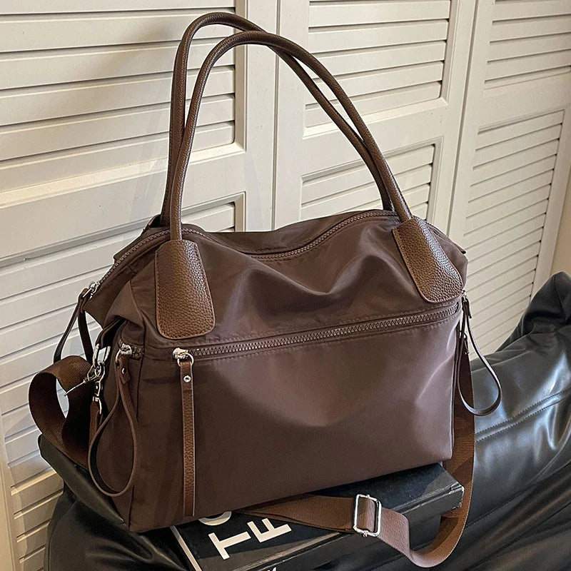 Women's Shoulder Bag in Nylon with Adjustable Strap for Autumn Everyday Use