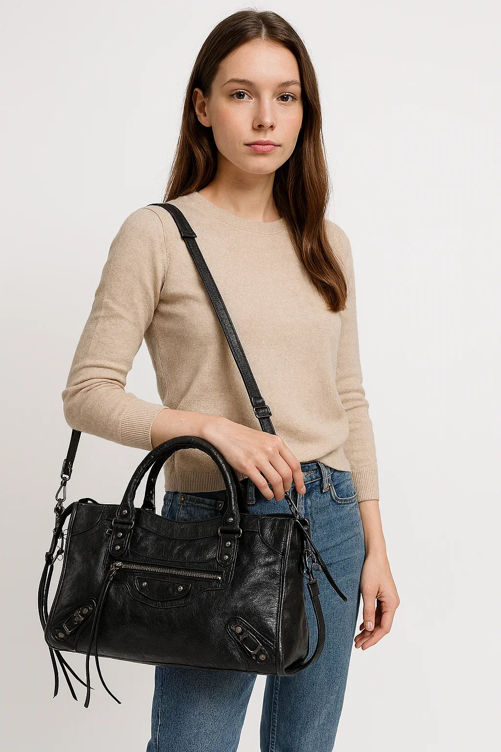 Women's PU Leather Duffel Bag with Crossbody Strap